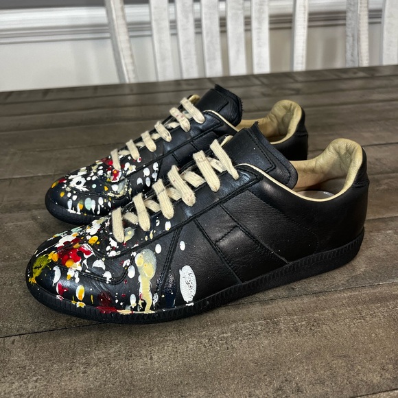 Maison Martin Margiela Other - Maison Margiela Replica Paint Splatter Leather Low-Top Sneakers Sz 6.5 Men’s